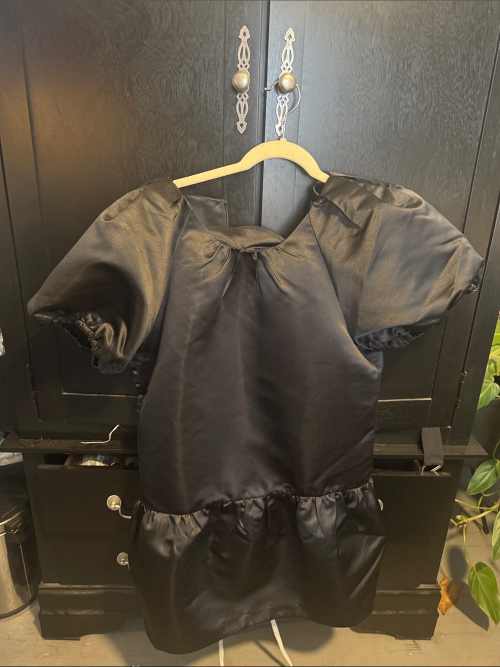 Cynthia Rowley Black Satin Tulip Mini Dress